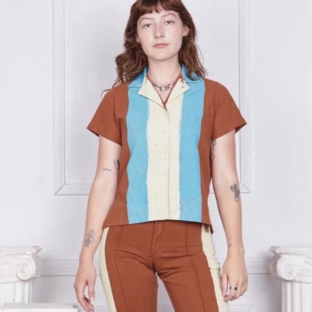 Big Bud Press - Hand Painted Striped Button Up Pantry - L